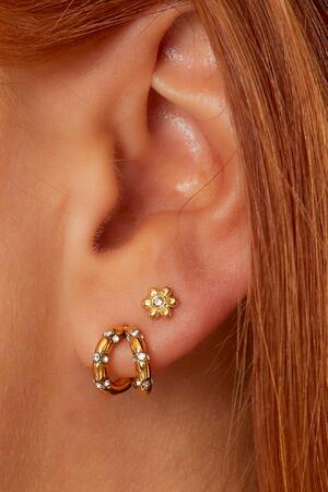 Boucles d'oreilles en acier inoxydable Fleur Argenté h5 Image2